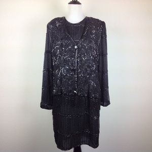 Vintage Jennifer Dress Women Medium Sheath Beaded